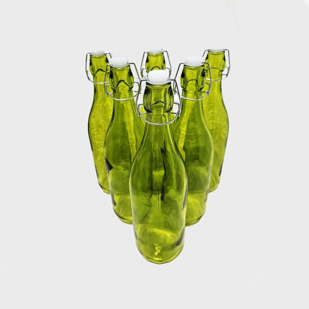 6PCS Glass Swing Top Bottles 1L – Lime (Airtight Brewing Bottles)