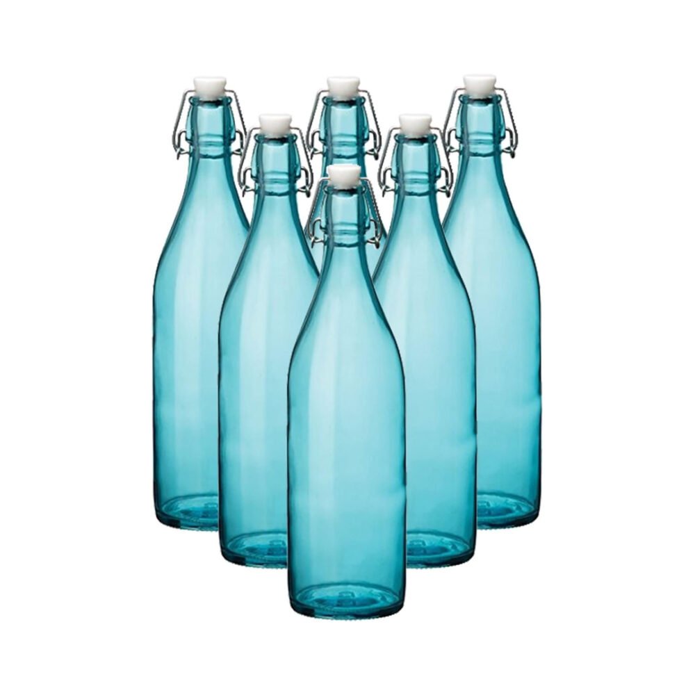 6PCS Glass Swing Top Bottles 500ml – Sky Blue (Airtight Brewing Bottles)