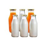 Retro Glass Milk Bottles with Gold Lids 300ml - Image 2