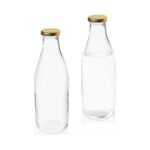 Retro Glass Milk Bottles with Gold Lids 300ml - Image 3