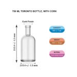 750ml Decanter Glass Bottle with Cork Stopper & Wooden Lid - Image 8